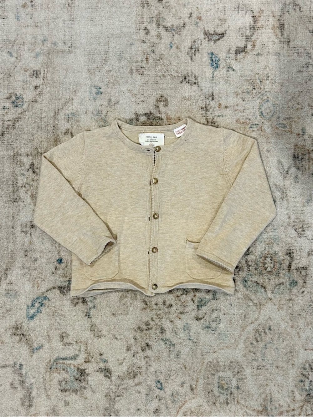 Zara knitwear baby girl basics, beige button up cardigan